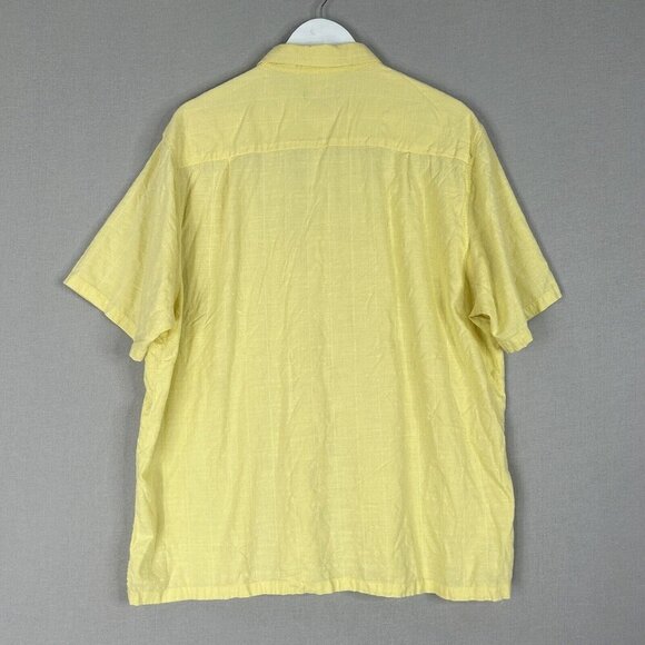 Via Europa Mens Shirt XXL Yellow Textured Short Sleeve Button Front Resort Wear - Picture 6 of 11